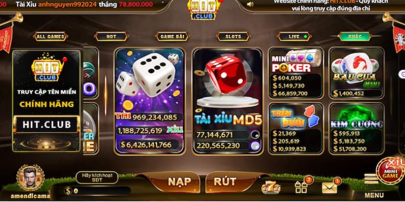 Đa dạng tựa game tài xỉu